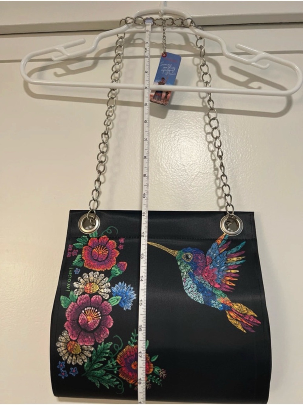 Hummingbird Floral Shoulder Bag - Black - Picture 2 of 7